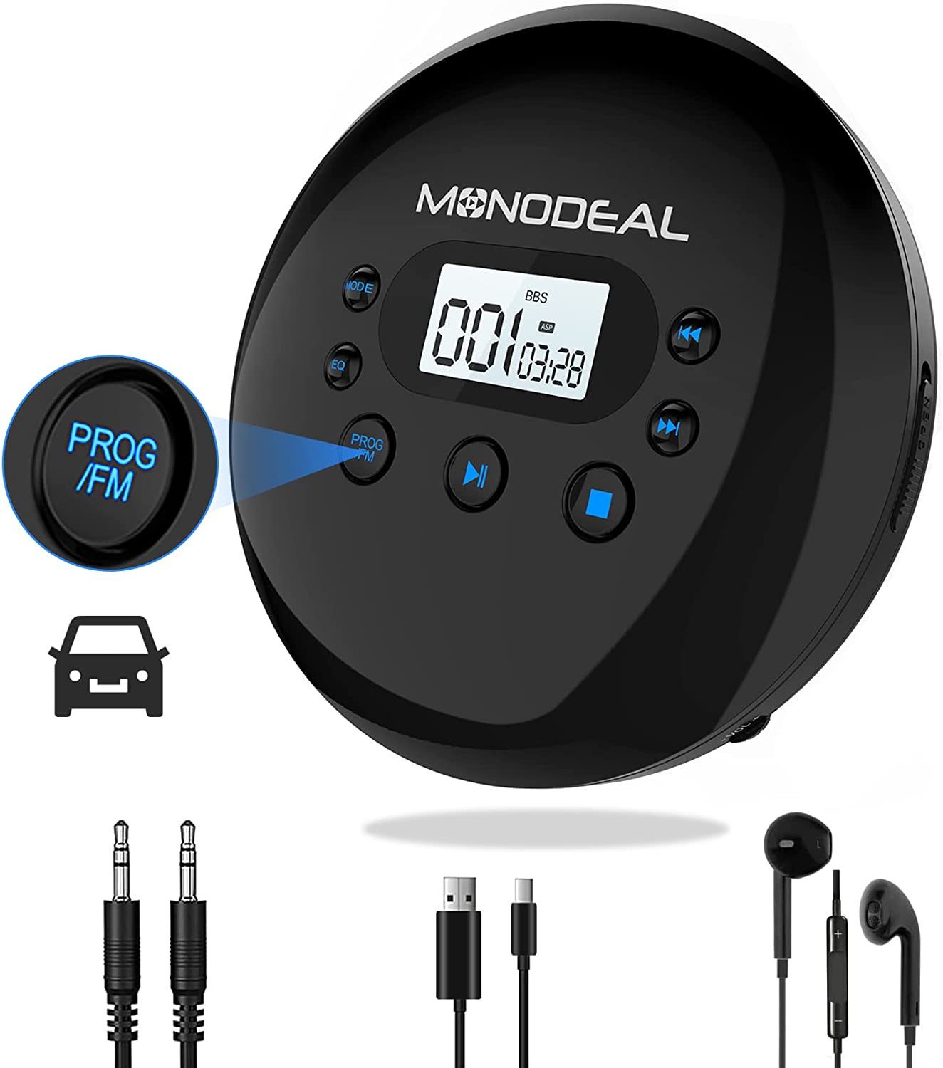 MONODEAL Trucker Bluetooth Headset, Bluetooth Headset with Microphone Noise  Canceling(ENC) Dual Mic & Mute Button, 3 EQ Music Modes, Single and Dual