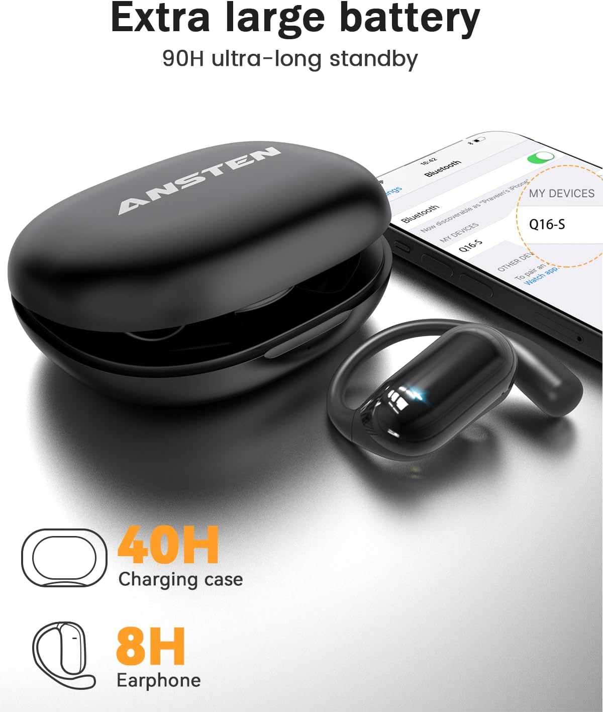 ANSTEN Auriculares Traductor en Tiempo Real, Auriculares Traductor Instantaneo de Voz con Traducción a 134 Idiomas, Audifonos Traductores de Idiomas para Viajar y Aprender
