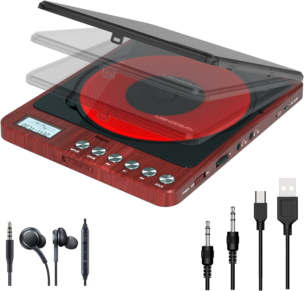 Portable CD Player with Headphones, Monodeal CW605 Compact Design CD P ...