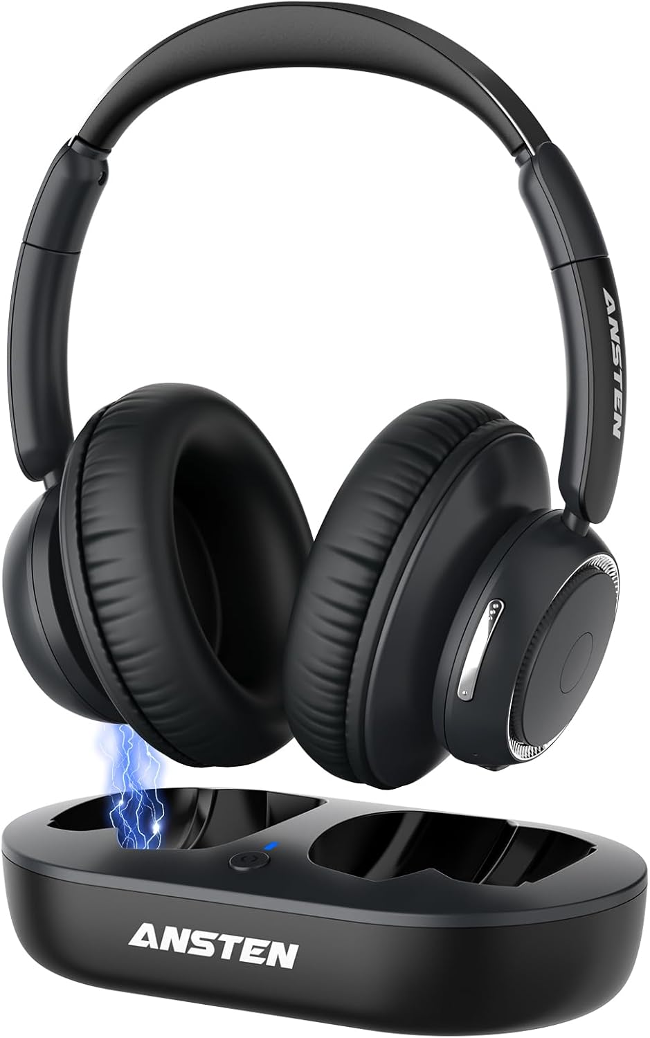 ANSTEN Wireless Headphones for TV with Universally Compatible Transmitter Charging Base, TV Headphone Wireless for Seniors, Bluetooth Headphones No Delay, 35 Hrs Audio Playtime, Plug n Play