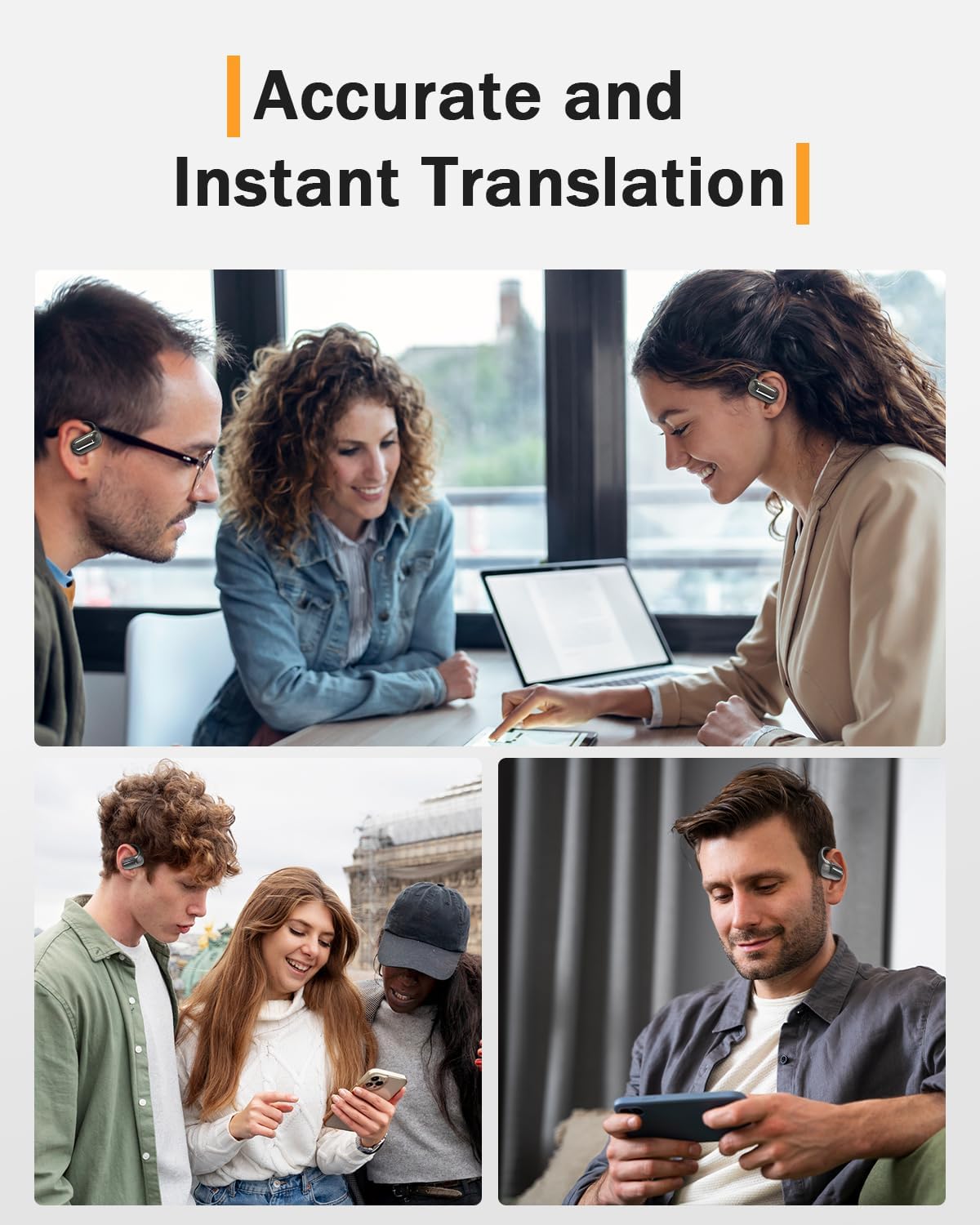ANSTEN Auriculares Traductor en Tiempo Real, Auriculares Traductor Instantaneo de Voz con Traducción a 134 Idiomas, Audifonos Traductores de Idiomas para Viajar y Aprender