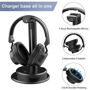 【𝟐𝟎𝟐𝟒 𝐔𝐩𝐠𝐫𝐚𝐝𝐞𝐝】ANSTEN Wireless Headphones for TV Watching with Digital Optical RCA AUX 2.4GHz Transmitter Charging Dock, Over Ear Headset 5 Sound Modes, 𝐁𝐚𝐥𝐚𝐧𝐜𝐞 Control, Auto Power On, 𝐍𝐨 𝐀𝐮𝐝𝐢𝐨 𝐋𝐚𝐠