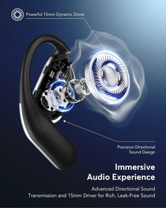 ANSTEN KI Übersetzer kopfhörer, Open Ear Kopfhörer Bluetooth 5.4, 4-in-1 Translator Earbuds mit OWS LCD-Touchscreen, Unterstützt 144 Sprachen und Akzente, Geeignet für Reise, Geschäfts, Studien