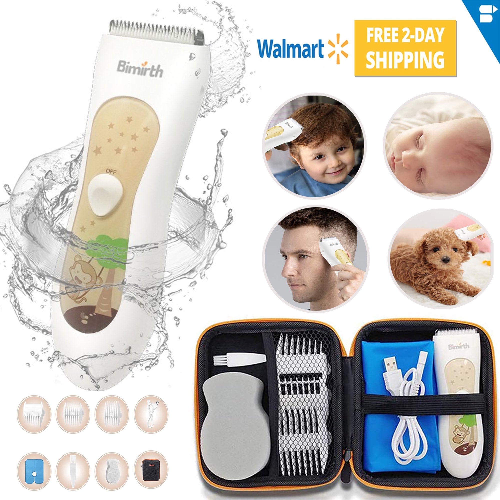 Kids Hair Clipper Electric Baby Hair Clipper Kits Waterproof Quiet Hair Trimmer Shaver for Babies Kids Toddler Boy Haircut Trimmer