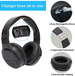 As60 Wireless Headphones for TV Watching with Digital Optical RCA 2.4GHz RF Transmitter Charging Dock, ANSTEN Over Ear Headset with 3 Audio Modes, 197FT Wireless Range, 10Hrs Audio Playtime-2022 New