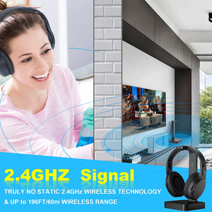 As60 Wireless Headphones for TV Watching with Digital Optical RCA 2.4GHz RF Transmitter Charging Dock, ANSTEN Over Ear Headset with 3 Audio Modes, 197FT Wireless Range, 10Hrs Audio Playtime-2022 New